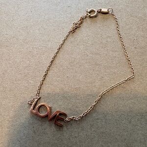 Elegant Rose Gold "LOVE" Pendant Bracelet or anklet - Women Jewelry